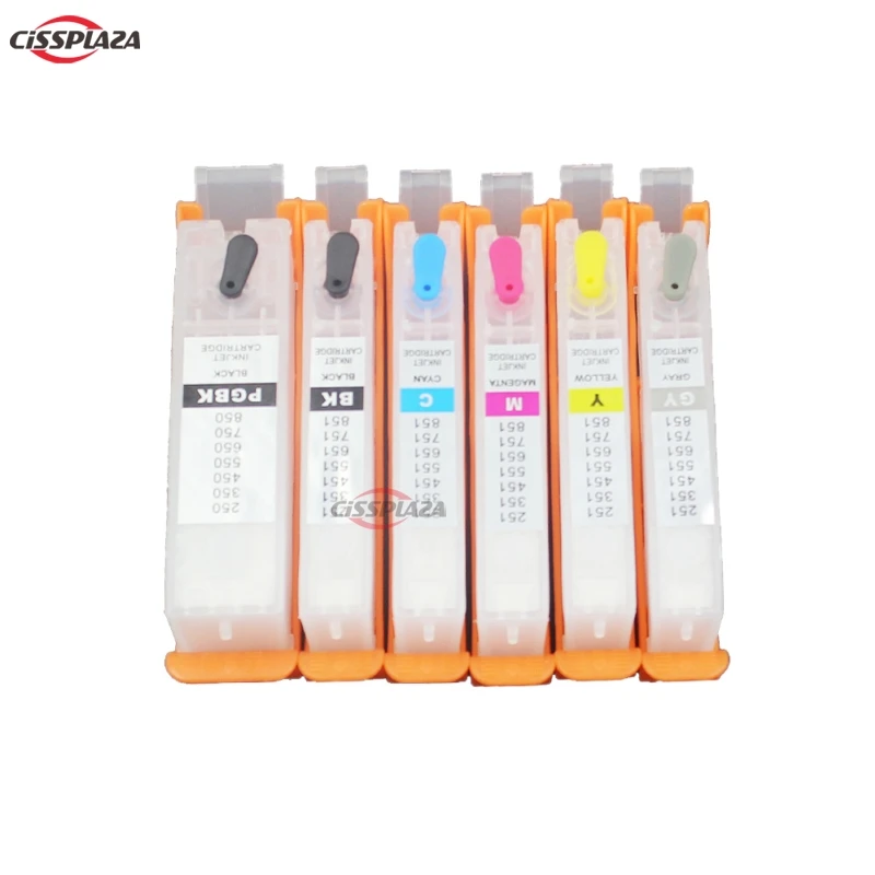

CISSPLAZA 6PCS PGI-350 CLI-351 refillable ink cartridge compatible For Canon MG7530F MG7530 MG7130 MG6730 MG6530 MG6330 iP8730