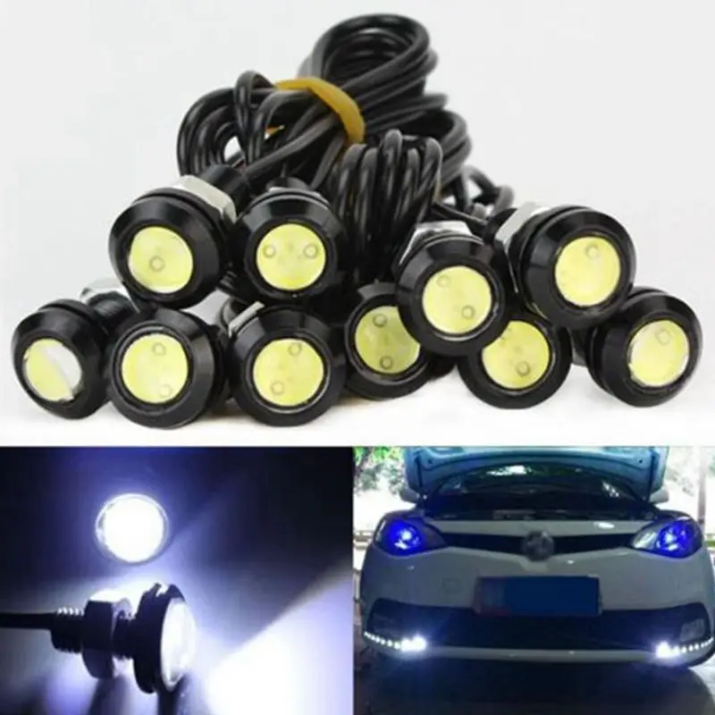 12 v Led White Eagle Eye Car Light Fog Drl Daytime Reversa Estacionamento Backup Sinal 10 Pcs 9 w 18mm