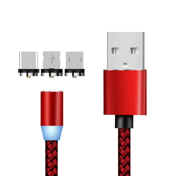Мульти Usb-c данных зарядный мобильный кабель для зарядки телефона Плетеный Универсальный 3 в 1 Магнитный зарядный Usb кабель для samsung iPhone