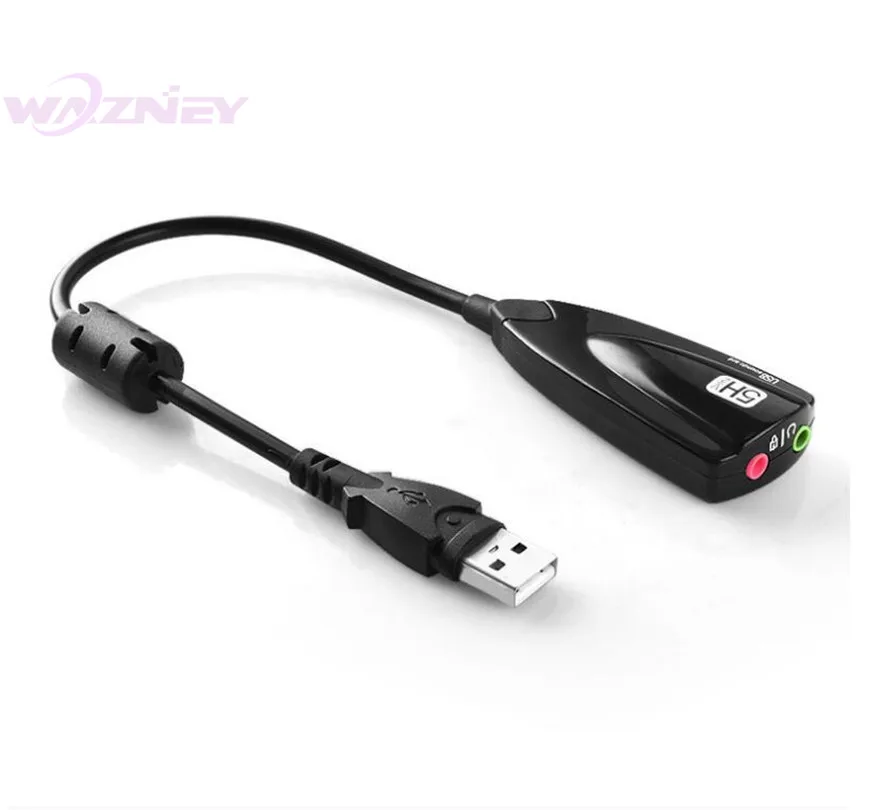 100pc 시베리아 항자성 외부 USB 사운드 카드 7.1 어댑터 5HV2 3D 오디오 헤드셋 마이크 3.5mm 노트북 PC 전문