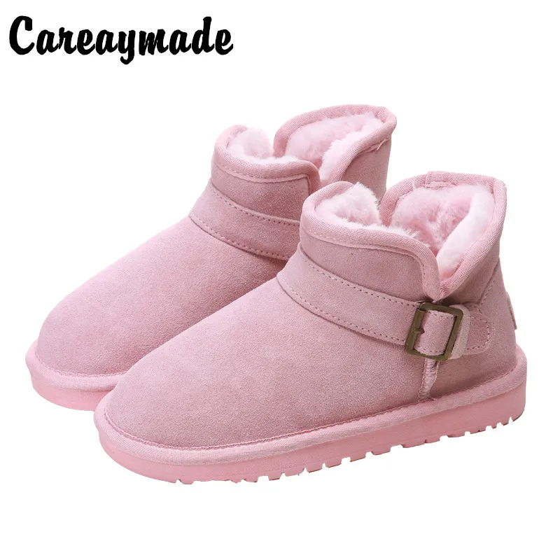 

Careaymade-Korean version velvet pedals winter snow boots, women's 2018 new models short tube leather students toast boots