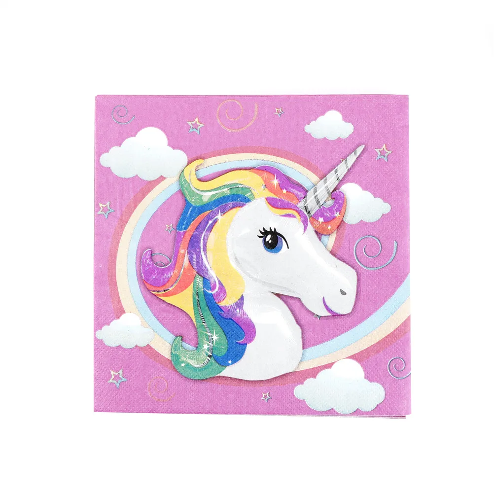 20pcs/lot Unicorn Napkins Kids Birthday Party Supplies Unicorn Theme Tissue Unicorn Paper Napkins Baby Shower