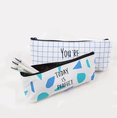 

Cute Creative Island Blue Canvas Pencil Case Small And Medium - Sized Students With Large Capacity Pencil Bag Stationery