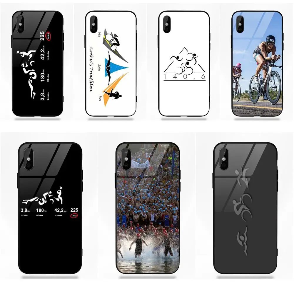 

Soft TPU Frame Tempered Glass Cases Covers For Apple iPhone X XS Max XR 5 5C 5S SE 6 6S 7 8 Plus Painted Ironman Triathlon Love