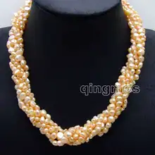 Распродажа, 4-6 мм, натуральный пресноводный розовый жемчуг, 3 нити, Одноручное ожерелье, комбинированный набор-5051