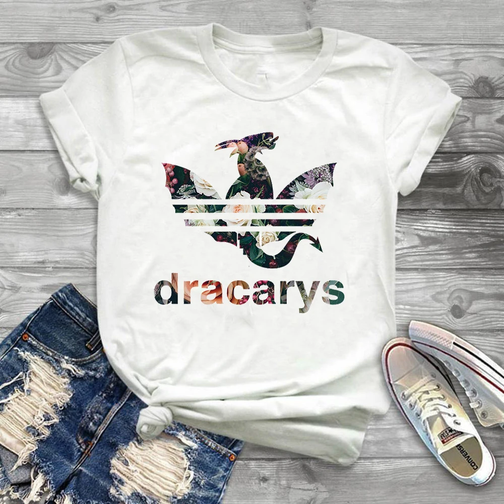 Dracarys Дракон Футболка мать драконов цветок футболка Khaleesi для матерей женщин Harajuku