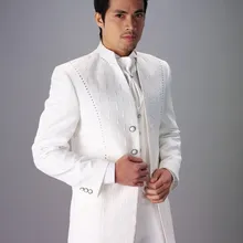 Жених Для мужчин полный дизайнер Жених свадьба костюмы для выпускного/смокинг для жениха(куртка+ Штаны+ жилет) ZY136