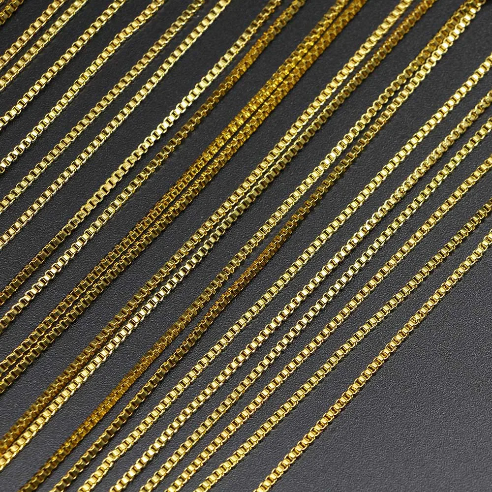 

Wholesale Lots 6Pcs/Pack 60cm Silver Gold Lobster Clasp Necklace Copper Box Chains For DIY Making Materials Jewelry Accessories