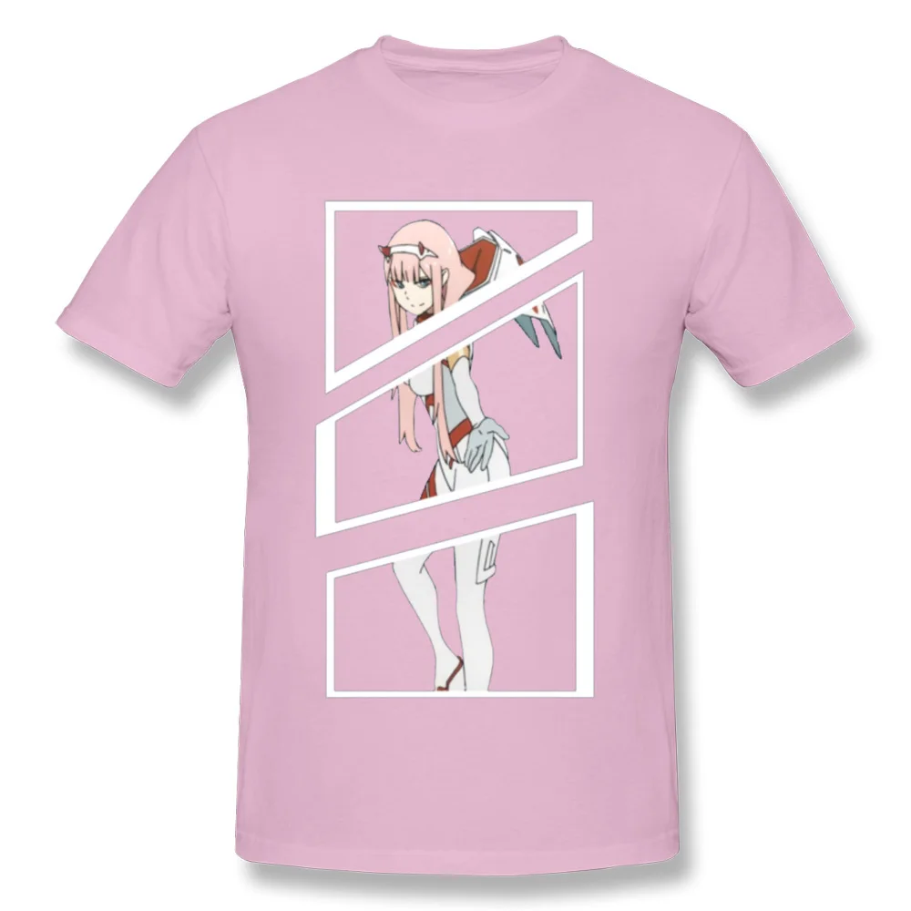 Slim Fit Zero Two Broken Tiles 6909 Geek T-Shirt Round Neck All Cotton Male Tops Shirts Short Sleeve NEW YEAR DAY Geek Tees Zero Two Broken Tiles 6909 pink