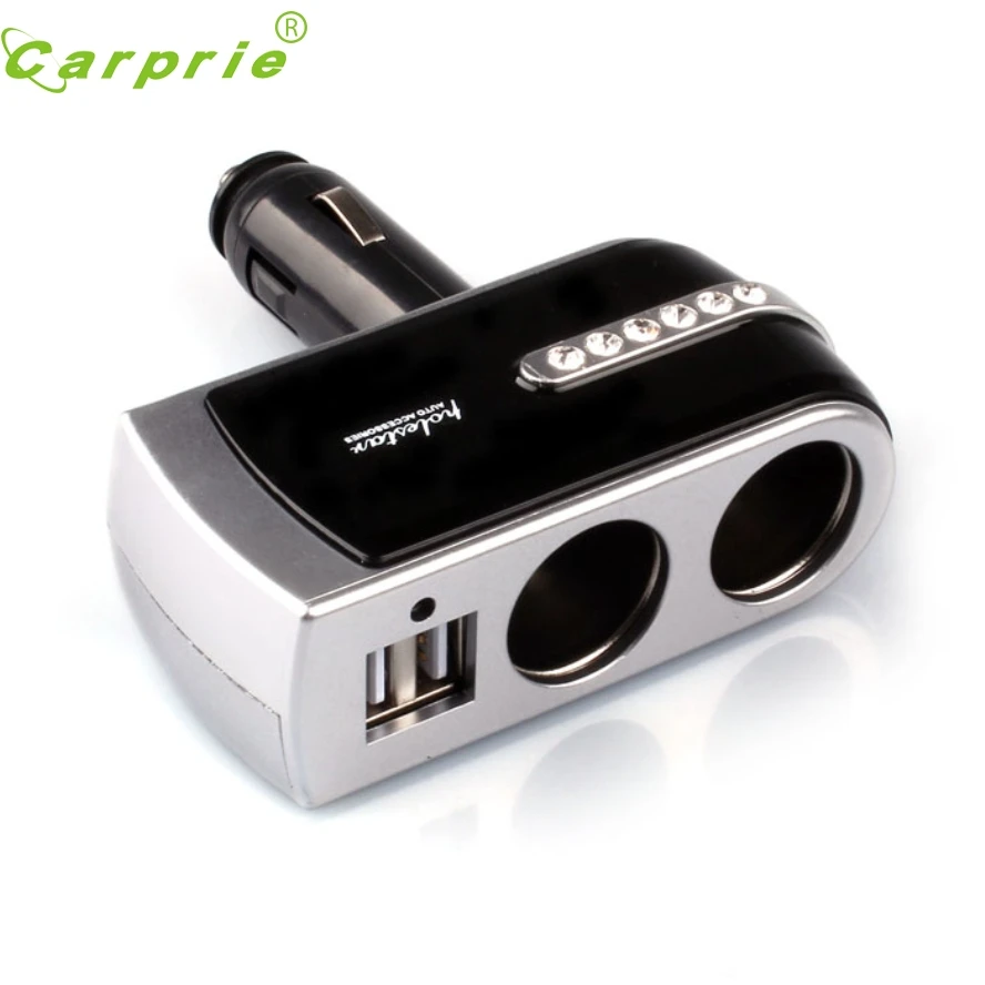 Pretty 2 USB зарядное устройство+ двойные розетки расширитель для автомобильного прикуривателя Разветвитель