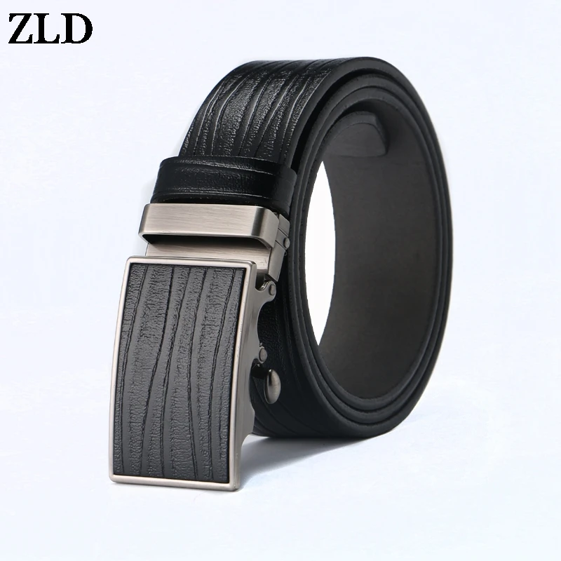 

ZLD High Quality 100% Genuine Leather men's belt vintage luxury cowhide Automatic Buckle designer Waistbands male Jeans belt