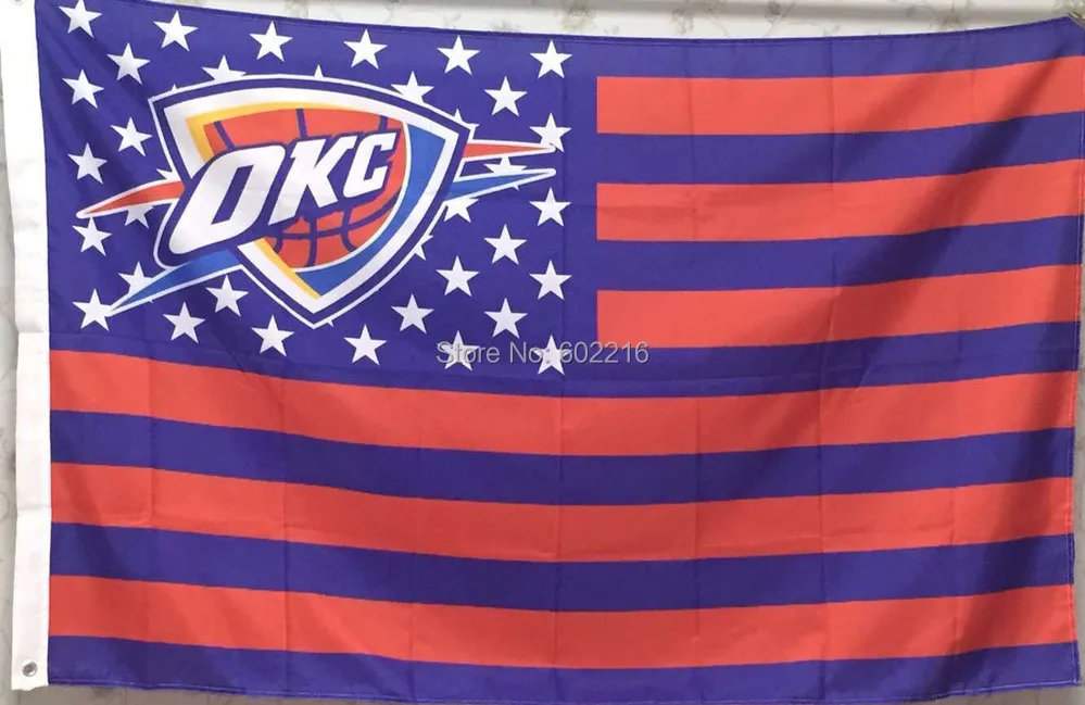 Oklahoma City Thunder With Modified Us Flag Nation Flag Basketball