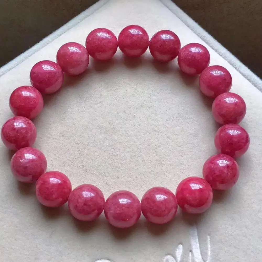 

Top Quality Natural Red Rhodonite Rose Gemstone 12mm Round Beads Stretch Bracelets Women Men Love Stone Fashion Gift AAAAA