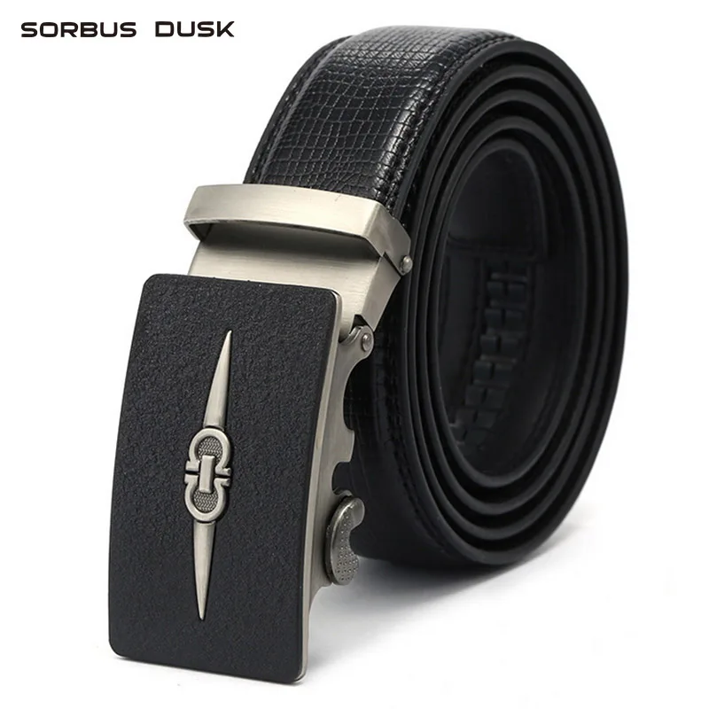 Casual Men/'s Automatic Buckle Genuine Black Leather Waist Strap Belt Waistband