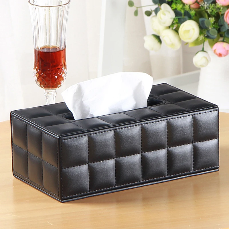 Durable PU Leather Tissue Box Case Cover  Paper Napkin Holder Home Office Decor 