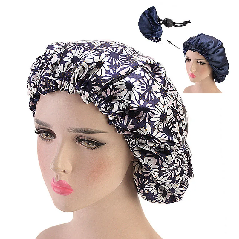 Для женщин двойной слои шелковистая DU-RAG волос интимные аксессуары волна шапки тряпки цветочный чепчик салон Hat Тюрбан Durag ДУ rag Headwrap