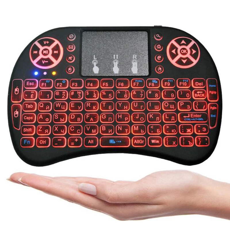 

2.4G i8 Wireless Keyboard Mini with Touchpad 3 Color Backlit Russian Spanish Hebrew Air Mouse for Android TV Box Remote Control