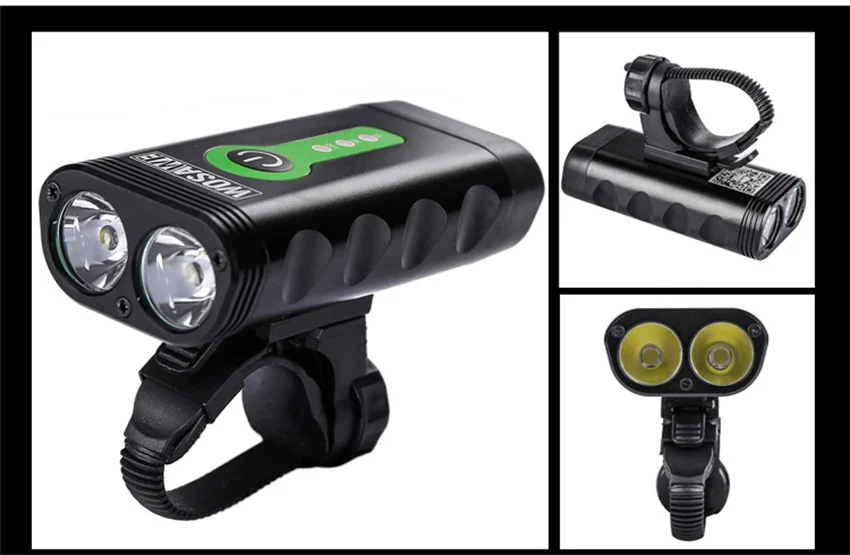 Clearance WOSAWE USB Rechargeable Bicycle Flashlight 2400 Lumens with Built-in Battery Rotate Bike Cycling Light 2-XML-3 LED Lamp 5 Modes 11