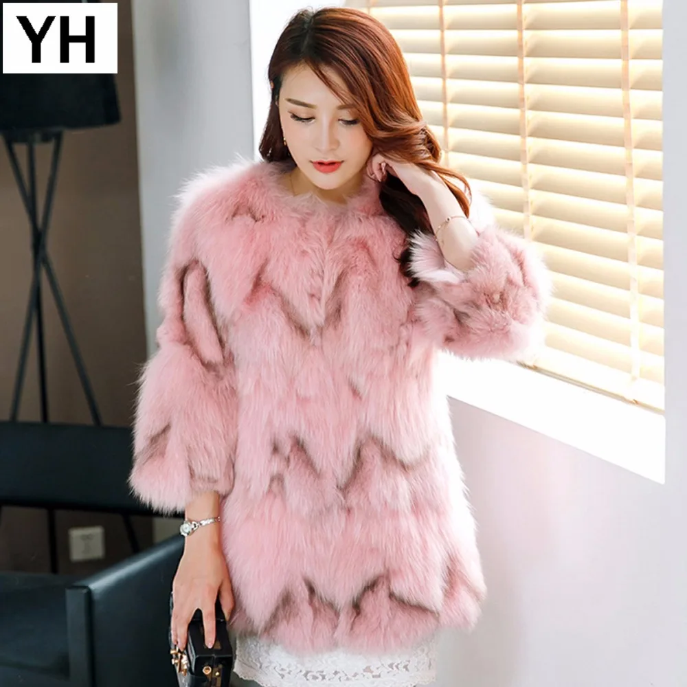 

2019 New Women Real Fox Fur Jacket Autumn Winter Warm Soft Female 100% Genuine Fox Fur Coat Long Style Fashion Fox Fur Overcoat
