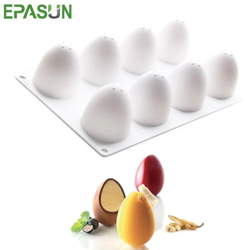 

EPASUN 8 Holes Egg Shape Cake Mold Fondant Kitchen Bakeware Silicone Muffin Cupcake Form Baking Easter Mousse Pan