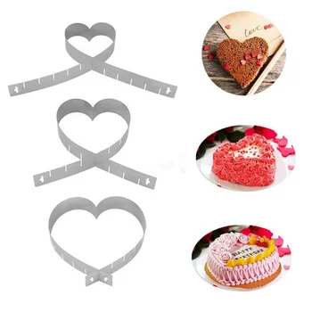 

Stainless Steel Freely Adjustable Heart Shape Mousse Ring Cake Mold Baking Tool Soap Moulds Stencil Cake Decorating Tools