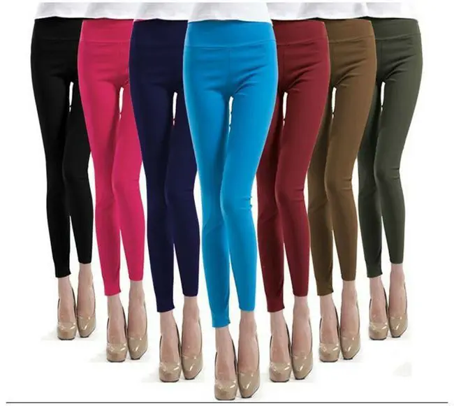 

Hot Women's Basic Plain Casual Free Size Long Skinny Stretchy Flat Solid Fit High Waist Pencil Pants Leggings Trousers