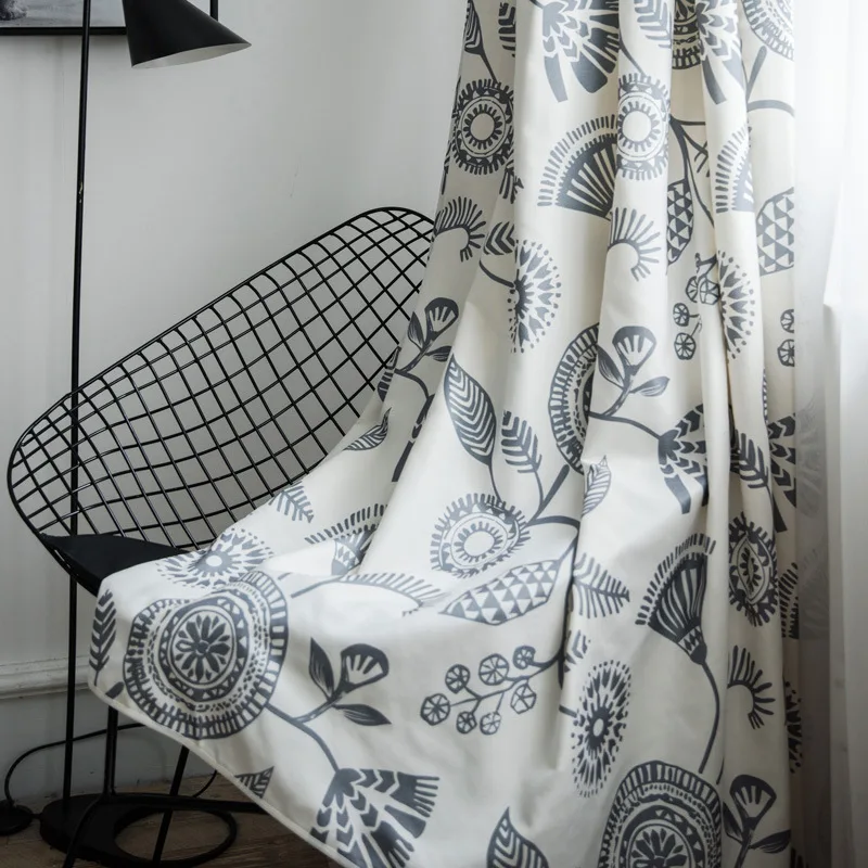 

New Curtains for Living Room Concise Modern Ins Nordic Wind Matching Colored Linen Curtains for Bedroom Balcony Printing Curtain