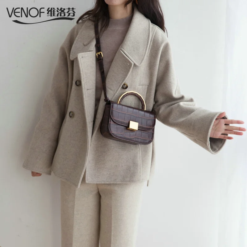 

Casual split leather crossbody bags for women Retro Metallized hand bag ladies exquisite shoulder bags Small square female bags