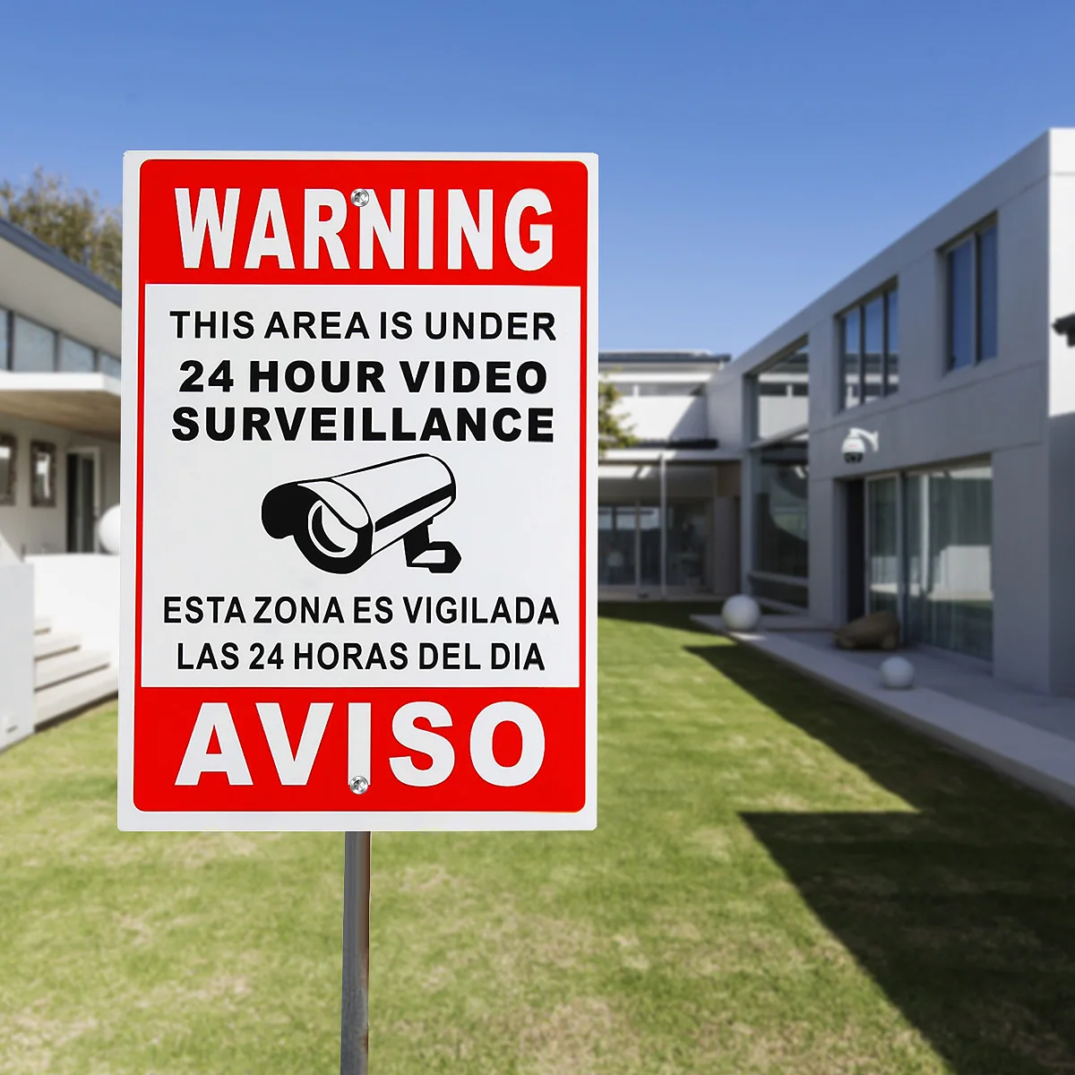

1pcs 20X30cm Metal 24 Hour Video Surveillance Security Warning Sign CCTV Camera Sign