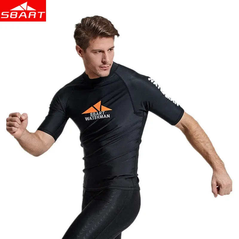 Sbart masculino surf rash guards manga curta mergulho terno anti uv natação surf snorkeling