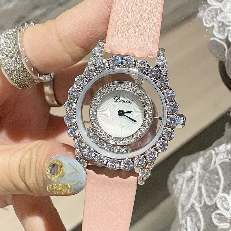 Для женщин подарок Bling Кварцевые часы модные повседневное женские блестящие часы платье с кристалалми и стразами