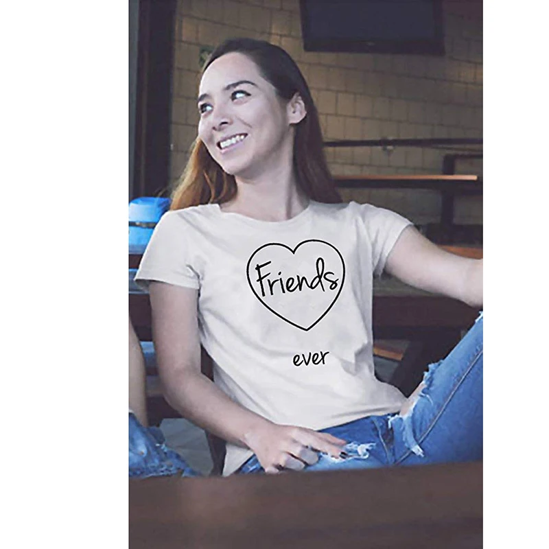 Футболки с надписью «Best Friend Forever»; Милые одинаковые футболки для девочек; Прямая поставка - Цвет: White Friend