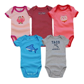

Redkite 5 PCS/LOT Romper Baby Boy Girls Clothes Short Sleeve With 100% Cotton