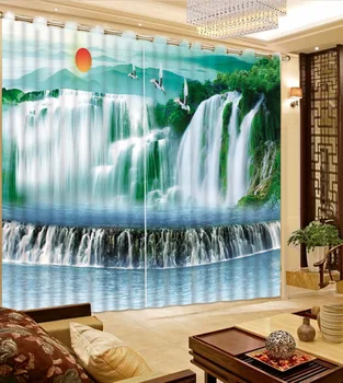 

Custom Waterfall scenery 3d curtains decoration wedding Living room bedroom Home window curtain