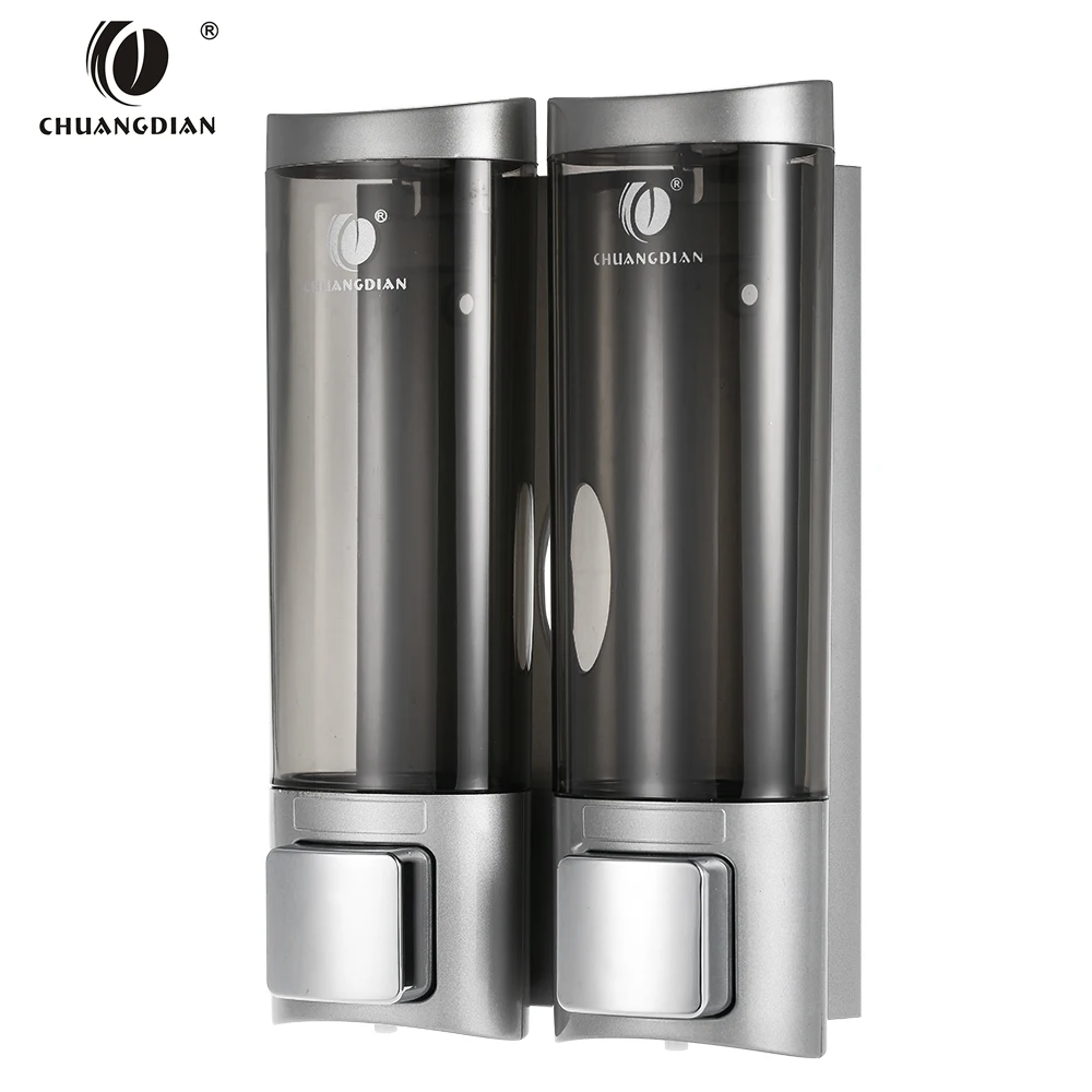 

Liquid Soap Dispenser Wall Mount 200mlx2 Bathroom Accessories Plastic Detergent Shampoo Dispensers Double Hand Kitchen