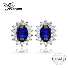 Jewelrypalace 1.5ct óvalo azul zafiro pendientes del perno prisionero 925 de plata de la moda accesorios de la boda de compromiso de princesa diana