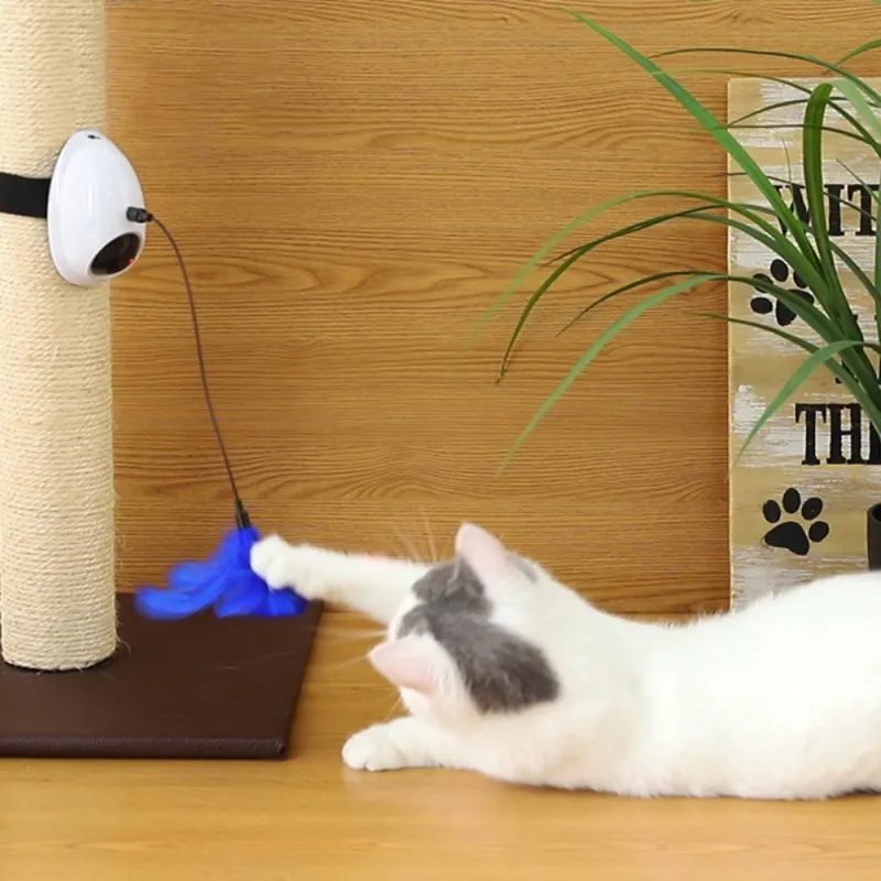

New Cat Interactive tumbler Ball Degree Self Rotating Ball Automatic LED Light Entertainment Exercise Cat Toy With Feather