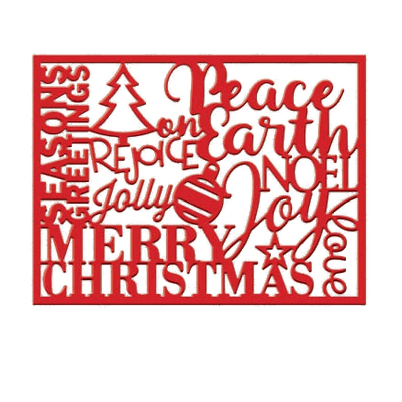 Peace Earth Merry Die прямоугольная рамка для резки металла DIY скрапбукинга альбома