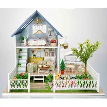 Новинка DIY деревянный кукольный дом сборные игрушки для детей подарок на день рождения, миниатюрный кукольный домик-Северный праздник