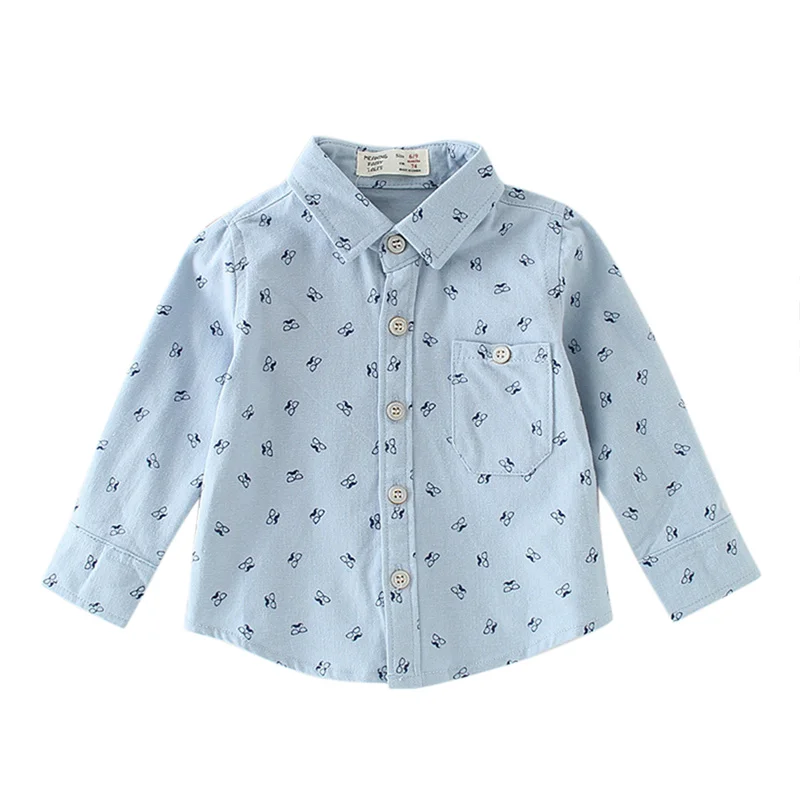 Детская рубашка для маленьких мальчиков с длинным рукавом 2018 осень хлопок белье печатных дети \ рубашка Модная одежда для детей, Детская