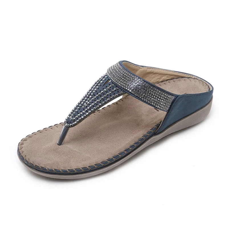 

2019 New Slippers Women Flip Flops Rhinestone Strings Cozy Flats Shoes Tpr Beach Slippers Pu Ladies Summer Slippers Beach Slide