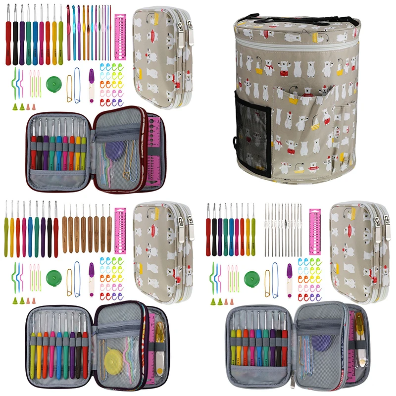 

Cute Crochet Hooks Set With Empty Yarn Storage Bag Sewing Tools Cut Animal Knitting Needles DIY Needle Arts Craft With Case