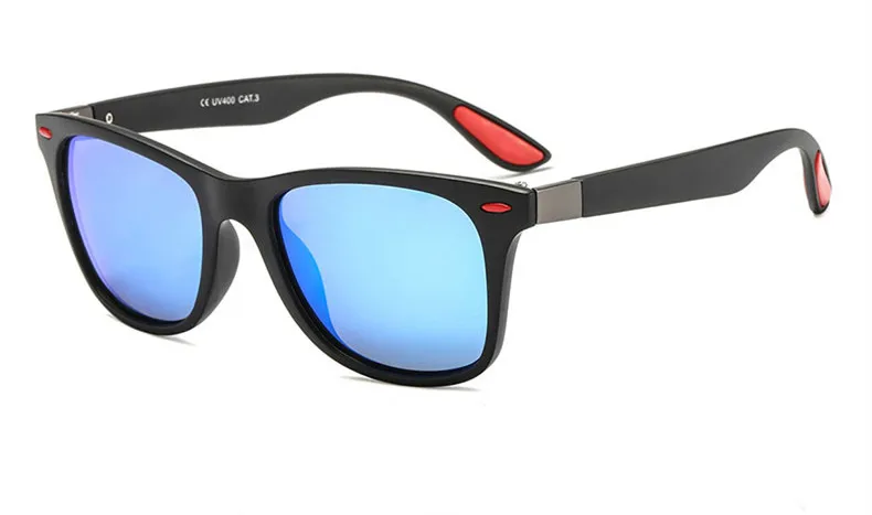 Классические мужские солнцезащитные очки, поляризационные, фирменный дизайн, солнцезащитные очки с защитой от ультрафиолета, винтажные, для вождения, с заклепками, мужские крутые солнцезащитные очки - Цвет линз: black blue