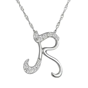 

10pcs/lot Fashion Silver Letter Necklace 2016 Letter R Pendant Necklace Crystal Letter Initial Necklace for Women