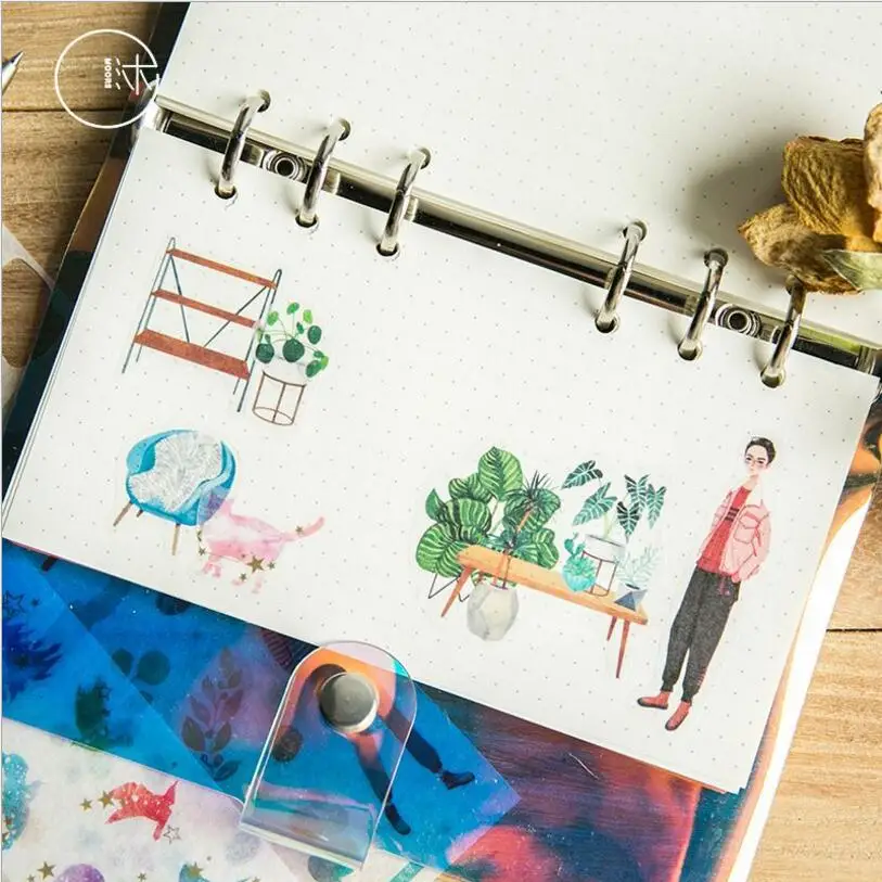 4 широкие мини милые зеленые растения/девушка время бумажные наклейки украшения дневник в стиле Скрапбукинг этикетки стикеры Kawaii Канцелярские