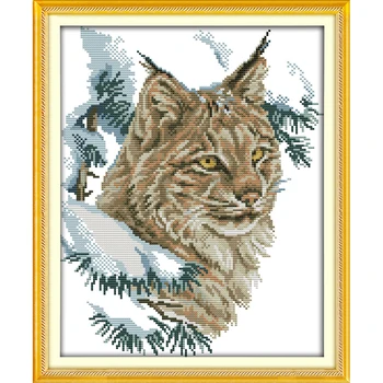 

Everlasting Love Christmas Wildcat Chinese Cross Stitch Kits Ecological Cotton Stamped 11CT And 14CT New Store Sales Promotion