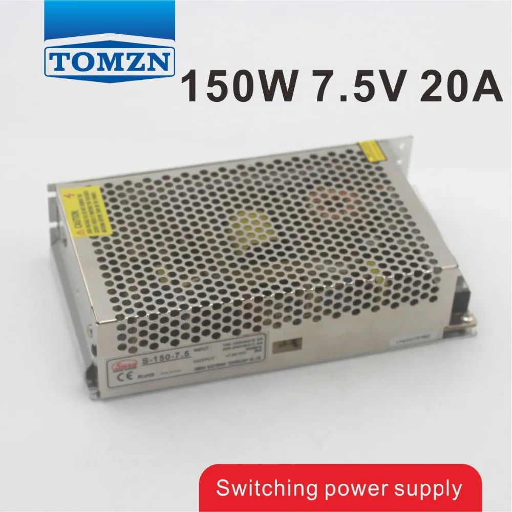 150 W 7,5 V 20A одиночный выход импульсный источник питания для светодиодной полосы света AC к DC