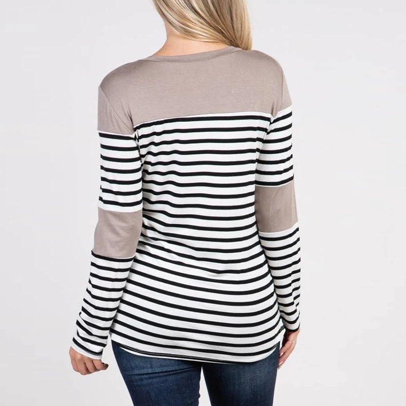 Women Fashion Casual Loose Blouse Shirts Woman Long Sleeve Striped O-Neck Blouse Shirt Wide Tops Femme Blusas Autumn Shirt Blusa