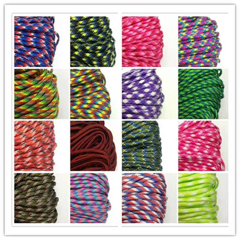 550 Paracord المظلة الحبل الحبل خيمة حبل Guyline مل المواصفات النوع الثالث 7 ستراند 25FT للمشي التخييم 215 الألوان