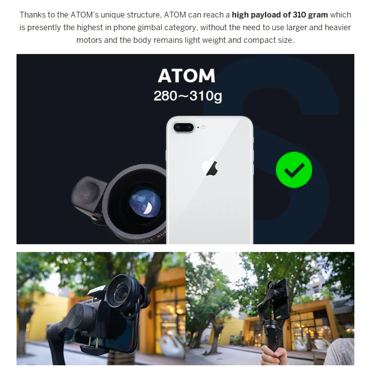 Atom 3-Axis Foldable Pocket-Sized Handheld Gimbal Selfie phone Stabilizer for iPhone Samsung GoPro&Wireless Charging PK Smooth 4 (4)